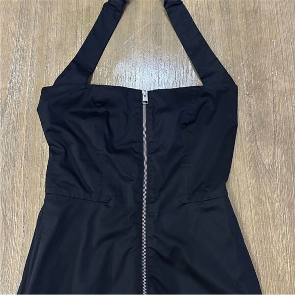 FRAME Women’s Halter Jumpsuit Straight Leg Front Zip Plissé Trim Size Small - Picture 5 of 10